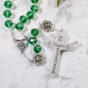 Our Lady of Fatima Rosary with 10 x 8mm Emerald Green Rondelle Beads and Holy Trinity Crucifix - 21" * (Minimum quantity purchase is 1)