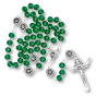 Our Lady of Fatima Rosary with 10 x 8mm Emerald Green Rondelle Beads and Holy Trinity Crucifix - 21" * (Minimum quantity purchase is 1)