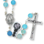 Aqua Crackle Agate 8mm Bead Rosary with Miraculous Medal Centerpiece – Silver Tone, 20"  (Minimum quantity purchase is 1)