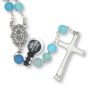 Aqua Crackle Agate 8mm Bead Rosary with Miraculous Medal Centerpiece – Silver Tone, 20"  (Minimum quantity purchase is 1)
