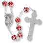  Double Capped Bead Rosary with 9mm Red (July) Glass Beads - 24" *  (Minimum quantity purchase is 1)