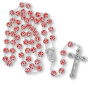  Double Capped Bead Rosary with 9mm Red (July) Glass Beads - 24" *  (Minimum quantity purchase is 1)