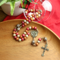 Christmas Ornament with 15.5" Rosary and Plaid Bow  * (Minimum qty. purchase is 1) 