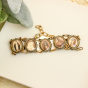   Antique Gold Large Oval Chain Link Saint Bracelet - Sepia @