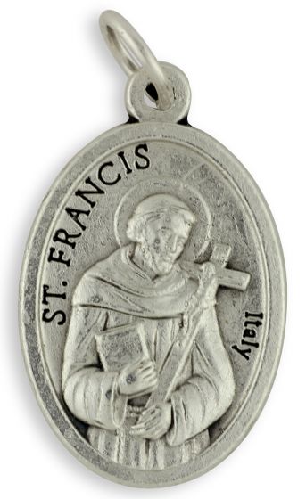  St Francis/ St Clare Medal 1 inch oval - Die Cast Italian made (Minimum quantity purchase is 3)
