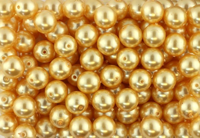Glass Pearl Beads, 8 mm Round, Yellow Gold - 60 count    (Minimum quantity purchase is 2)