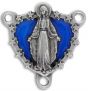   Our Lady Center, Heart Shape with Blue Enamel and Star Edging - 15/16"       (Minimum quantity purchase is 2)