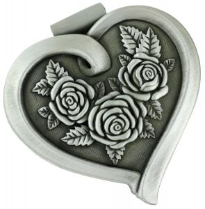  Heart Shaped Metal Rosary Box with Floral Relief  * (Minimum quantity purchase is 1)