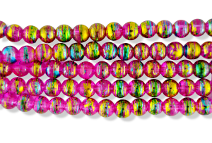 Glass Beads, Pink, Blue and Gold - 60 Per Pack   (Minimum quantity purchase is 1)