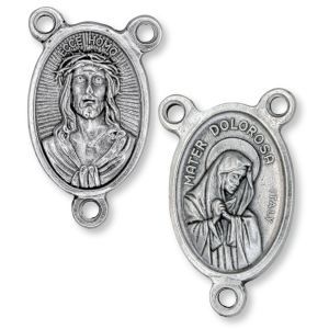 Ecce Homo / Mater Dolorosa Oval Latin Centerpiece - Silver Ox, 1
