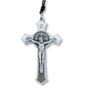  St Benedict Flared Edge Crucifix Pendant with Booklet and Cord - 3