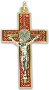 St. Benedict Straight Edge Baroque Inspired Crucifix - 3-1/8