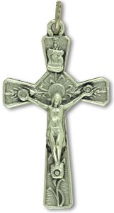 Flared Edge with Vined Crucifix - 1 3/4