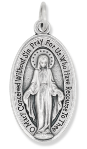   Large Oval Miraculous Medal Italian Die-Cast - 1 1/8 inch  (Minimum quantity purchase is 1)