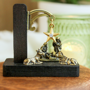 Wood Nativity Scene with Gold Star - 2 x 2