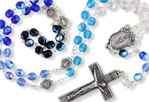 Miraculous Medal Multi-Color Crystal Bead Rosary - 18.25