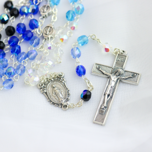 Miraculous Medal Multi-Color Crystal Bead Rosary - 18.25