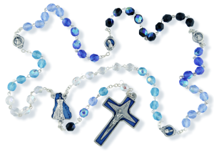 Our Lady of Fatima Multi-Color Crystal Bead Rosary - 18.25