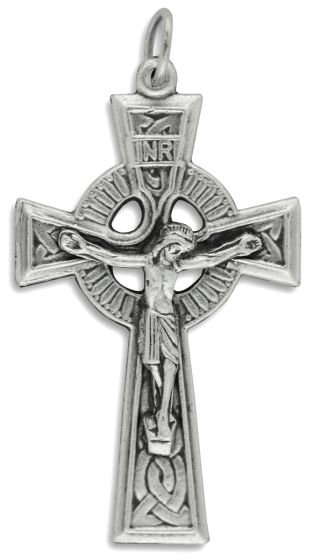 Celtic Crucifix - 1 5/8" Silver Oxidized, Made in Italy  * (Minimum quantity purchase is 2)
