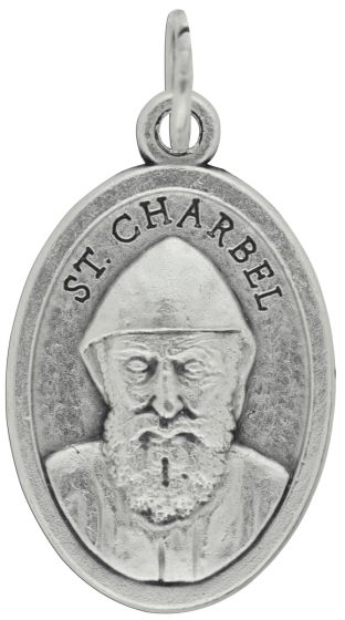St. Charbel Medal - Die-Cast Italian Silver Plated 1 inch   (Minimum quantity purchase is 3)