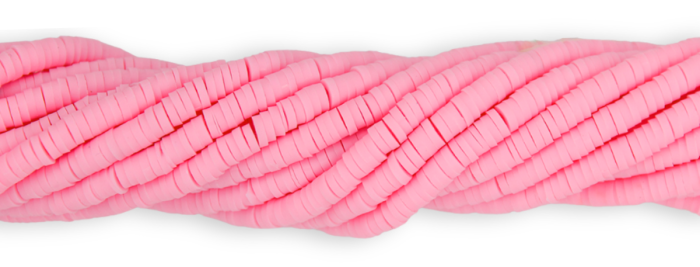 Baby Pink Polymer Clay Beads for Bracelet Making - 4 mm, 16" strand - Closeout Sale *  (Minimum quantity purchase is 3)