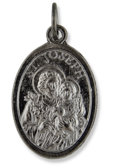 St Joseph Medal (Pray for Us) – 1" Oval Gunmetal, Made in Italy * (Minimum quantity purchase is 2) 