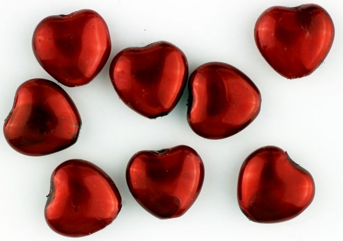 Red Faux Pearl Heart Beads, 6 mm - Pkg of 60    (Minimum quantity purchase is 3)
