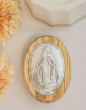 Miraculous Medal Magnetic Rosary Box – 3.5" Oval Olivewood & Sterling Silver, Made in Italy  (Minimum quantity purchase is 1)