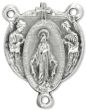 Miraculous Medal Rosary Center with Angel Border – 3/4" Silver Oxidized, Made in Italy   (Minimum quantity purchase is 2)