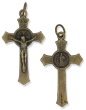 St Benedict Flared Edge Crucifix - 1.5" Bronze, Made in Italy * (Minimum quantity purchase is 3)