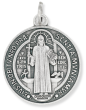St Benedict Medal 1 1/4" Round Silver Oxidized – Made in Italy *    (Minimum quantity purchase is 2)