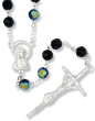 AB Black 7mm Glass Bead Rosary - 20 1/2"   (Minimum quantity purchase is 1)