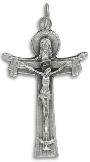 Holy Trinity Crucifix (Radiant Design) – 1 1/2" Silver Oxidized, Made in Italy *  (Minimum quantity purchase is 2)