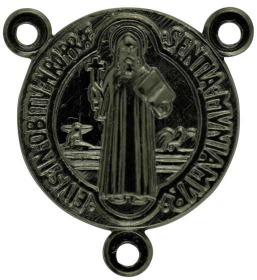 St Benedict Rosary Center Piece, Gun Metal Finish - 3/4 inch    (Minimum quantity purchase is 2)