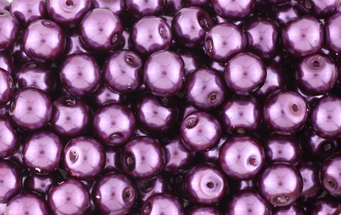 8mm Plum Purple Glass Pearl Beads - Pack of 60  *  (Minimum quantity purchase is 5)