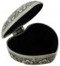 Heart Shaped Metal Rosary Box with Floral Relief  