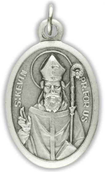  Saint Kevin Patron Saint  Medal - Italian Silver OX 1 inch (Minimum quantity purchase is 3)