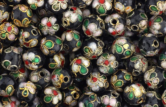  Black Cloisonne Beads -  7mm - pkg of 60   (Minimum qty. purchase of 1)  