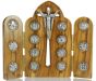 Olivewood Stations of the Cross Arched Tri-Fold Devotional Display (Silver Oxidized Plaques) – 3 3/4", Made in Italy   (Minimum quantity purchase is 1)