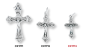 Small Grape and Vine Sunburst Crucifix - 7/8" Silver Oxidized, Made in Italy *  (Minimum quantity purchase is 3)
