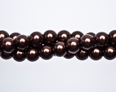   CZECH  Glass Pearl Beads, 8 mm round, brown - 60 count   (Minimum quantity purchase is 1)