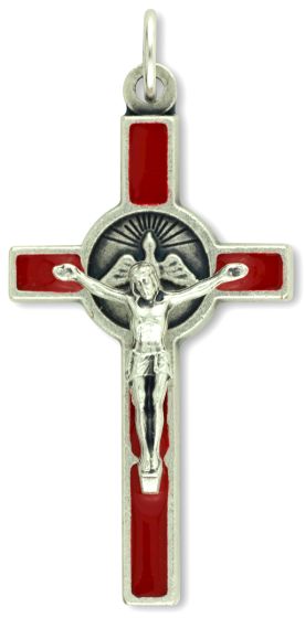  Red Holy Spirit Crucifix - 1 1/2"    (Minimum quantity purchase is 1)