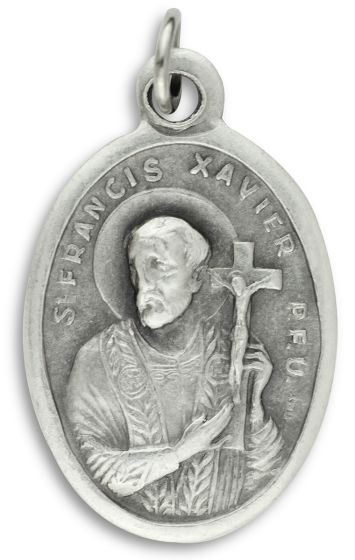 St Francis Xavier / Pray For Us Medal - Italian Silver OX 1 inch (Minimum quantity purchase is 1)