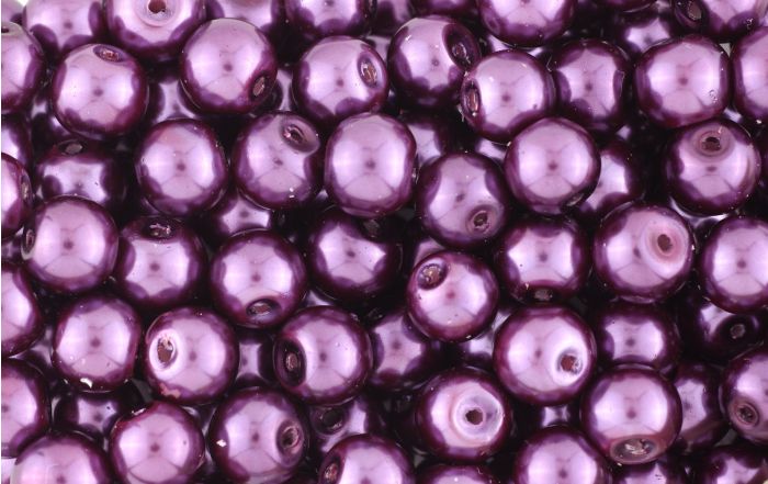 8mm Plum Purple Glass Pearl Beads - Pack of 60  *  (Minimum quantity purchase is 5)