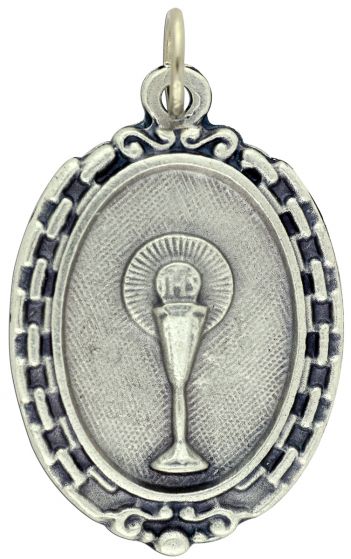 Holy Eucharist Medal with Detailed Edging - 1 3/16"  (Minimum quantity purchase is 2)