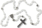 Rosary with 6mm White Beads and Our Lady of Fatima Relic Center - 18" (Minimum quantity. purchase is 1)