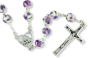 Purple and White 8mm Ceramic Bead Rosary with Our Lady of Fatima Center and Crucifix - 20"  * (Minimum quanity purchase is 1) 