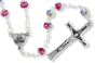 Pink and White 6mm Ceramic Bead Rosary with Our Lady of Fatima Center  - 19.5"   (Minimum quantity purchase is 1)