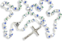 Blue and White 6mm Ceramic Bead Rosary with Our Lady of Fatima Center and Crucifix - 19 1/2"   (Minimum qty. purchase is 1) 