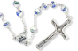 Blue and White 6mm Ceramic Bead Rosary with Our Lady of Fatima Center and Crucifix - 19 1/2"   (Minimum qty. purchase is 1) 